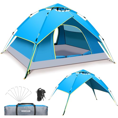 Camping Zelt, Pop up Zelt 1-2 Personen Familie Kuppelzelt Winddicht, UV-Schutz, 2 in 1 Doppelschichten für Familie ，Camping，Wandern Backpacking von KOMCLUB