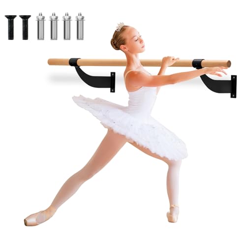 KOMFOTTEU Ballettstange 120cm Wandmontage, Ballett Tanzstange Ø 38 mm aus Buchenholz, Ballettstangenhalter Übungsstange für Yoga Stretching Fitnessstudio KOMFOTTEU Ballettstange 120cm Wandmontage, Ballett Tanzstange Ø 38 mm aus Buchenholz, Ballettstangenhalter Übungsstange für Yoga Stretching Fitnessstudio von KOMFOTTEU