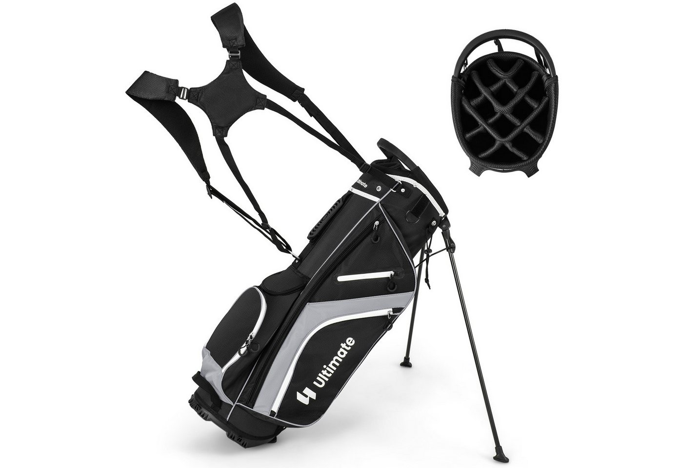 KOMFOTTEU Golfschläger + Golfbag, Golf Stand Bag mit 14 Fächern, 6 Taschen von KOMFOTTEU