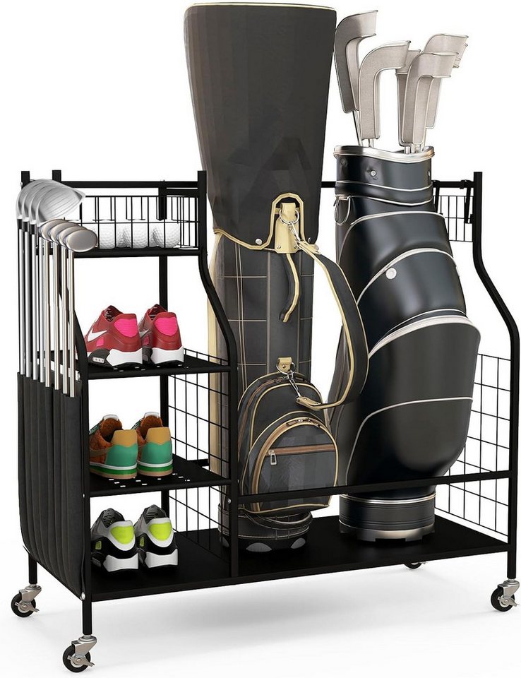 KOMFOTTEU Golftrolley, Golf-Organizer mit feststellbaren Rädern für 2 Golftasche KOMFOTTEU Golftrolley, Golf-Organizer mit feststellbaren Rädern für 2 Golftasche von KOMFOTTEU