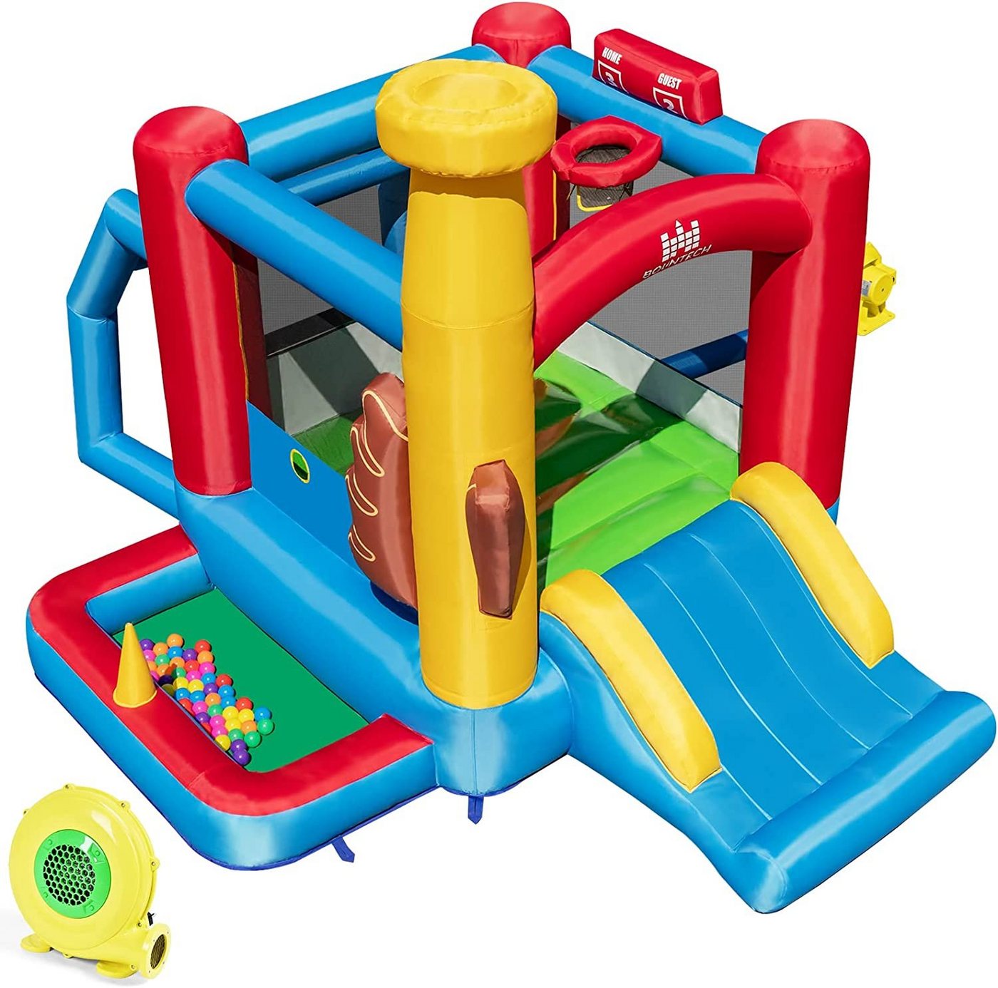 KOMFOTTEU Hüpfburg Spielburg, (Set, 2-tlg), mit Gebläse, für Indoor Outdoor Garten von KOMFOTTEU