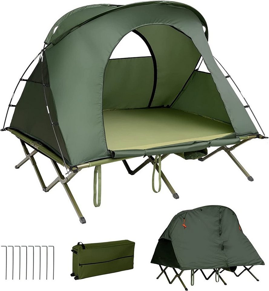 KOMFOTTEU Kuppelzelt 4 in 1 Campingzelt mit Feldbett, Personen: 2, 194×146×160 cm von KOMFOTTEU