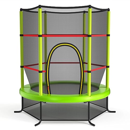 KOMFOTTEU Trampolin für Kinder, Kindertrampolin mit Sicherheitsnetz, Gartentrampolin bis 135 kg belastbar für Kinder ab 3 Jahren, Indoor- & Outdoortrampolin, 165 x 165 x 165 cm, Grün von KOMFOTTEU