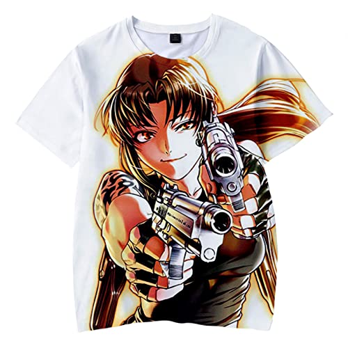 KONDZ Black Lagoon Anime 3D Printed Children T-Shirts Mode Sommer Kurzarm T-Shirt Unisex Casual Streetwear Kleidung von KONDZ