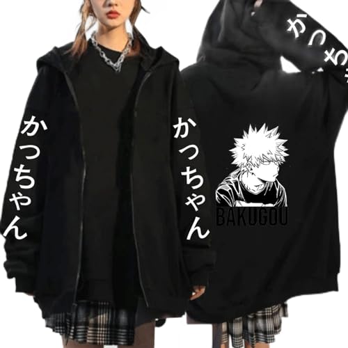 KONDZ Manga Hoodies Meine Held Akademien Bakugo Anime Hoodies Sweatshirt Für Frauen Männer Kleidung Bakugo Manga Zip Up Sweatshirtjacke von KONDZ