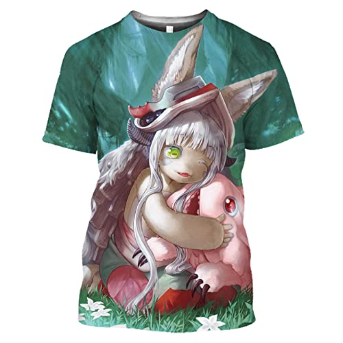 KONDZ Nanachi Made In Abyss Reg Kawaii Anime T-Shirt 3D-Druck Männer Frauen Streetwear Muster O-Neck T-Shirt Harajuku Casual Tops von KONDZ