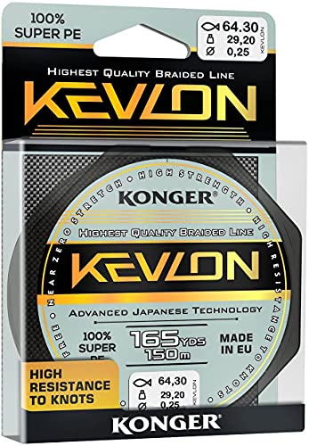 Konger Geflochtene Schnüre KEVLON Black 4-Fach Braided Line Angelschnur 150m 0,06-0,25mm von KONGER