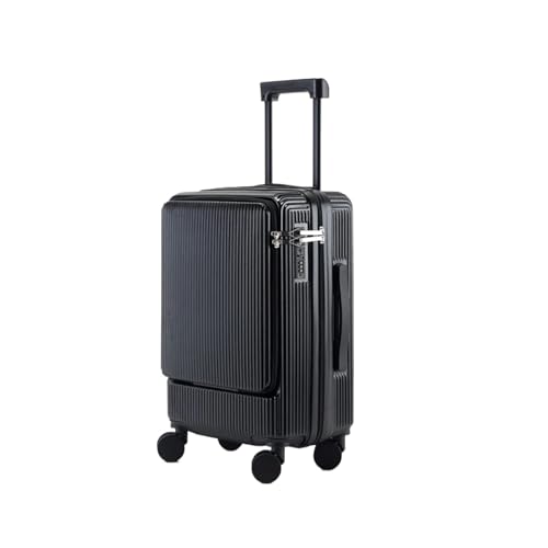KONJEELIO 20 "22" 24 "26 Zoll Gepäck mit Frontöffnung, ultraleichter und verschleißfester, tragbarer Boarding-Koffer mit TSA-Passwortschloss (Color : Black, Size : 26") von KONJEELIO