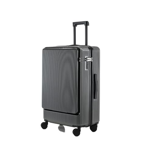 KONJEELIO 20 "22" 24 "26 Zoll Gepäck mit Frontöffnung, ultraleichter und verschleißfester, tragbarer Boarding-Koffer mit TSA-Passwortschloss (Color : Grey, Size : 20") von KONJEELIO