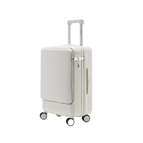 KONJEELIO 20 "22" 24 "26 Zoll Gepäck mit Frontöffnung, ultraleichter und verschleißfester, tragbarer Boarding-Koffer mit TSA-Passwortschloss (Color : White, Size : 20") von KONJEELIO