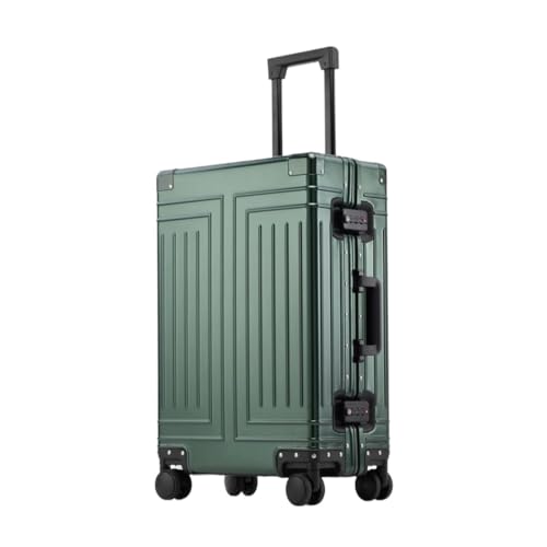 KONJEELIO Hochwertiges Reisegepäck aus 100% Aluminium-Magnesium-Legierung, Größe 20/22/24/26/28, Reisekoffer mit hoher Kapazität (Color : Green, Size : 26 inch) von KONJEELIO