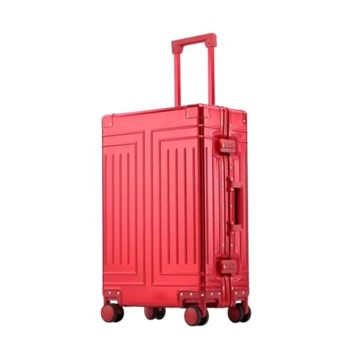KONJEELIO Hochwertiges Reisegepäck aus 100% Aluminium-Magnesium-Legierung, Größe 20/22/24/26/28, Reisekoffer mit hoher Kapazität (Color : Red, Size : 20 inch) von KONJEELIO