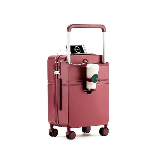 KONJEELIO Mode Roll Gepäck Breite Zugstange Koffer Frauen Make-Up Tasche Reise Koffer Stille Universal Rad Große Kapazität (Color : Red, Size : 20 inch) von KONJEELIO
