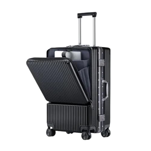 KONJEELIO Vorne öffnendes Gepäck, USB-Aufladung, hochwertige Tasche, Koffer auf Rädern, Herren, Geschäftsreisetasche, Kabinenkoffer, Taschen for Damen (Color : Aluminum Frame a, Size : 20") von KONJEELIO