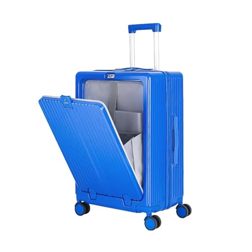 KONJEELIO Vorne offener Koffer, großes Fassungsvermögen, mit USB-Getränkehalter, 20/22/24/26 Zoll, rollende Passwort-Reisetasche (Color : D, Size : 20") von KONJEELIO