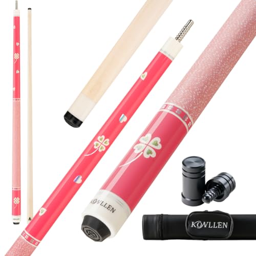 KONLLEN KL-Pink Billardqueue-Stick aus Kohlefaser, 147,3 cm, Girlish Lucky Low Deflection Poolsticks mit 11,5 mm/12,5 mm Spitze von KONLLEN