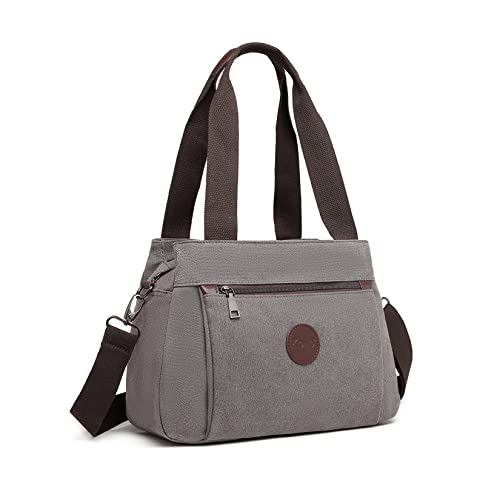 KONO Canvas Handtasche Frauen Hobo Schultertasche Vintage Top Griff Crossbody Bag Casual Multifunktion Tote Bag für Arbeit Einkaufen von KONO