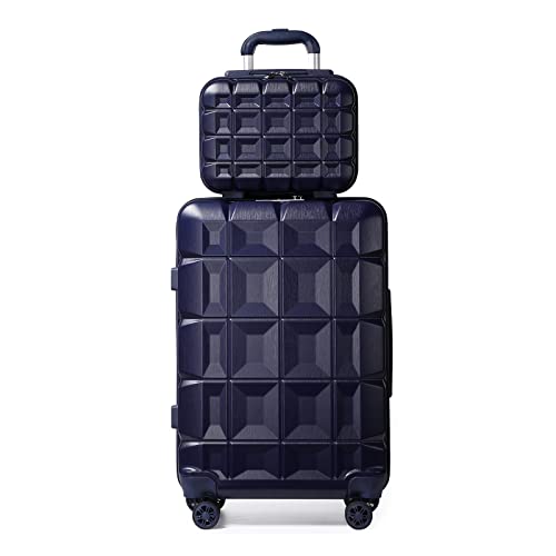 KONO Gepäck-Sets Kofferset 2 Teilig Handgepäck Koffer mit Beautycase (54cm+Kosmetikkoffer, Dunkelblau) von KONO