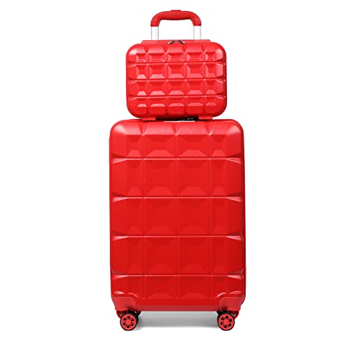 KONO Gepäck-Sets Kofferset 2 Teilig Handgepäck Koffer mit Beautycase (54cm+Kosmetikkoffer, Rot) von KONO