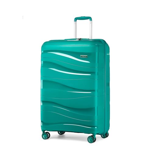 KONO Handgepäck Koffer Hartschalenkoffer mit 4 Rollen und TSA Schloss Rollkoffer 100% PP (Türkis, M) von KONO
