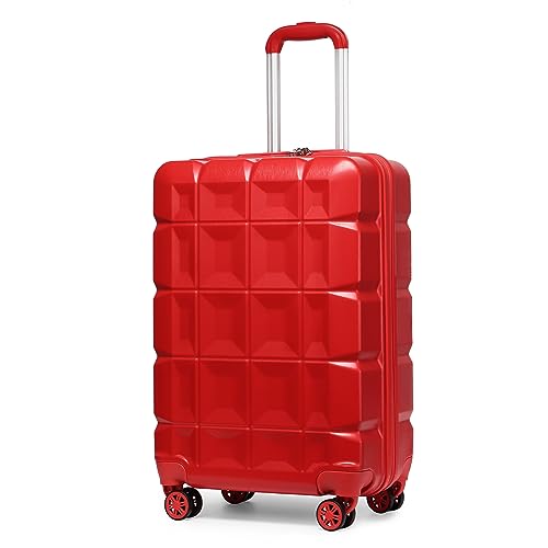 KONO Handgepäck Koffer Trolley Handgepäck 54cm Zwillingsrollen ABS Hartschalenkoffer Reisekoffer mit TSA Schloss 4 Rollen, 54x34x22cm (Koffer Handgepäck, Rot) von KONO