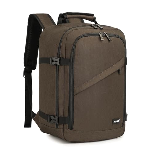 KONO Handgepäck Rucksack für Easyjet Handgepäck 45x36x20 Zulässige Größe, Rucksack Herren Damen für Business Reise Schule Laptop Rucksack, 44x33x20cm, 30Liter, Braun KONO Handgepäck Rucksack für Easyjet Handgepäck 45x36x20 Zulässige Größe, Rucksack Herren Damen für Business Reise Schule Laptop Rucksack, 44x33x20cm, 30Liter, Braun von KONO