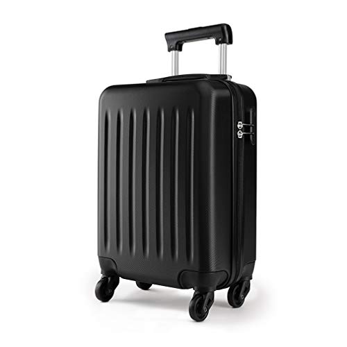 KONO Hartschale Koffer Trolley Rollkoffer Zwillingsrollen ABS Handgepäck Bordgepäck 4 Rollen, 48cm 20 Zoll(Schwarz) von KONO