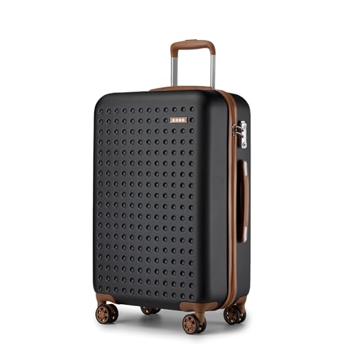 KONO Hartschalenkoffer Reisekoffer Koffer Trolleys 100% ABS Handgepäck Koffer mit 4 Spinnerräder Rollkoffer 65 * 42.5 * 25.5 cm TSA-Schloss Reisegepäck Schwarz von KONO