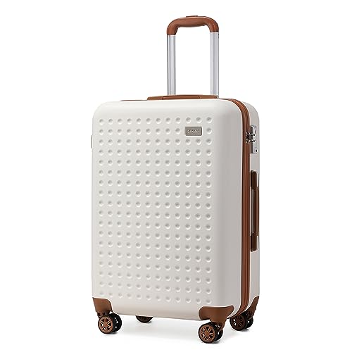 Kono Hartschalenkoffer Reisekoffer Koffer Trolleys 100% ABS Handgepäck Koffer mit 8 Spinnerräder Rollkoffer 76 * 50 * 31cm TSA-Schloss Reisegepäck Weiß von KONO