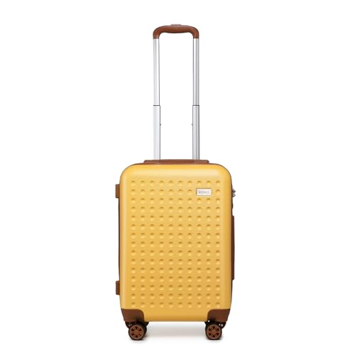 KONO Hartschalenkoffer Reisekoffer Koffer Trolleys Leicht ABS Handgepäck mit 4 Spinner Rollkoffer 57 * 38 * 24cm TSA-Schloss Reisegepäck Gelb von KONO