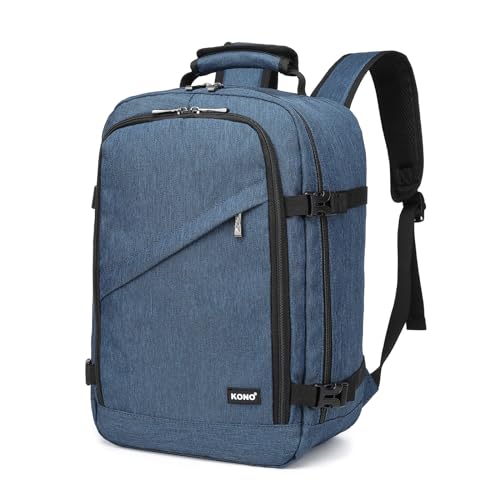 KONO Kabinentasche, 40 x 20 x 25 cm, Handgepäck, kleiner Reise-Handgepäck-Rucksack, wasserdicht, Untersitz, Kabinenrucksack (Marineblau), navy, 40x20x25 cm, Kabinentasche von KONO