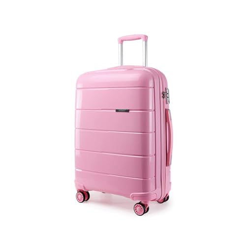 KONO Koffer Groß Leicht Hartschalenkoffer Trolley Reisekoffer mit 4 Rollen TSA Schloss und YKK Reißverlüsse, Polypropylen Rollkoffer für Business Reise Schule (Pink, XL (74cm - 105L)) von KONO