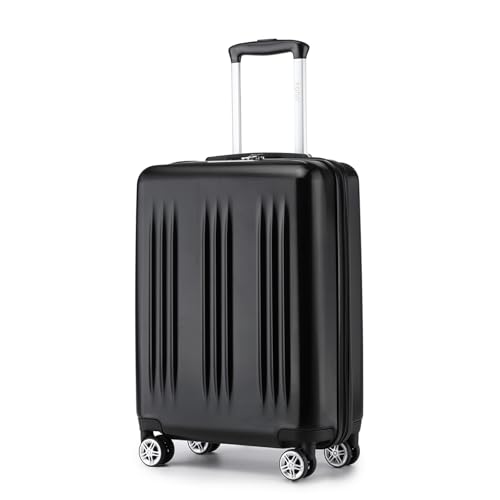 KONO Koffer Handgepäck Trolley Erweiterbar 55x39x20cm Hartschalenkoffer Klein Leicht Reisekoffer mit 4 Rollen und TSA-Schloss, 37L, Schwarz KONO Koffer Handgepäck Trolley Erweiterbar 55x39x20cm Hartschalenkoffer Klein Leicht Reisekoffer mit 4 Rollen und TSA-Schloss, 37L, Schwarz von KONO