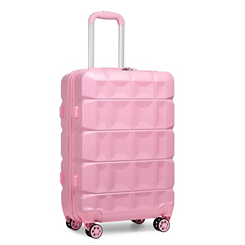 KONO Koffer Mittelgroß 4 Rollen Leicht Hartschalenkoffer Mittelgroß 62cm Zwillingsrollen ABS Koffer Trolleys Reisekoffer mit TSA Schloss, 62x43x26cm (Mittelgroß Koffer, Rosa) von KONO