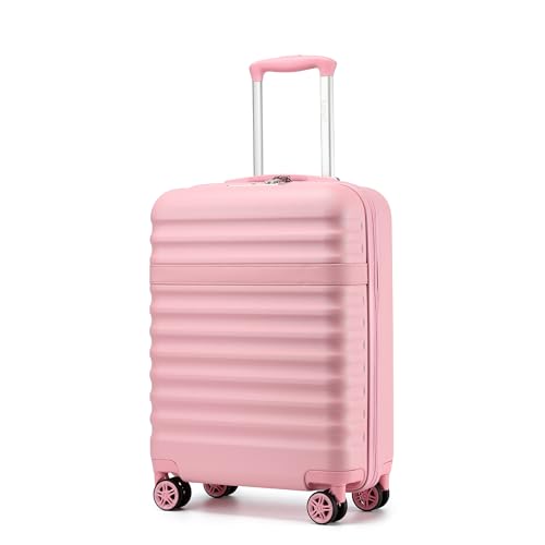 KONO Koffer Trolley Handgepäck Koffer Reisekoffer von ABS+PC Hartschalenkoffer mit 4 Rollen TSA Schloss (Rosa,M) von KONO