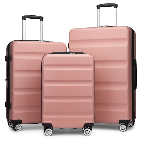 KONO Koffer Trolley Kofferset 3 Teilig Erweiterbarer Leichte Hartschalenkoffer aus ABS+PC Reisekoffer mit TSA-Schloss und 4 Spinnrollen M-L-XL, Nude KONO Koffer Trolley Kofferset 3 Teilig Erweiterbarer Leichte Hartschalenkoffer aus ABS+PC Reisekoffer mit TSA-Schloss und 4 Spinnrollen M-L-XL, Nude von KONO