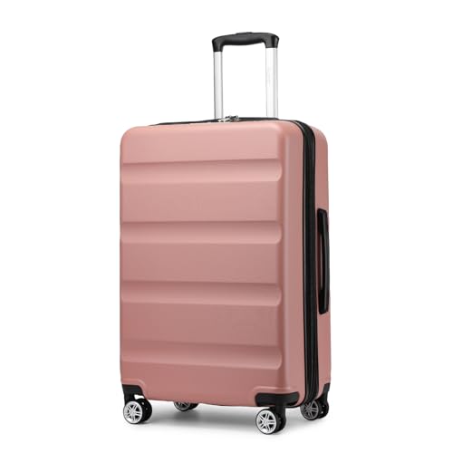 KONO Koffer Trolley Mittelgroßer Erweiterbares Hartschalenkoffer Leicht Reisekoffer mit TSA-Schloss und 4 stabile Spinnrollen Koffer L 65x43.5x25cm, Nude von KONO