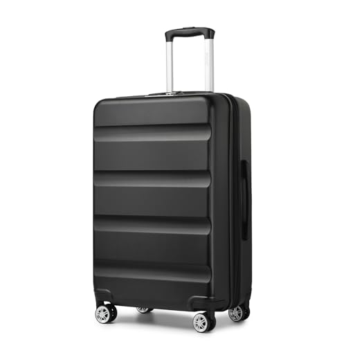 KONO Koffer Trolley Mittelgroßer Erweiterbares Hartschalenkoffer Leicht Reisekoffer mit TSA-Schloss und 4 stabile Spinnrollen Koffer L 65x43.5x25cm, Schwarz von KONO