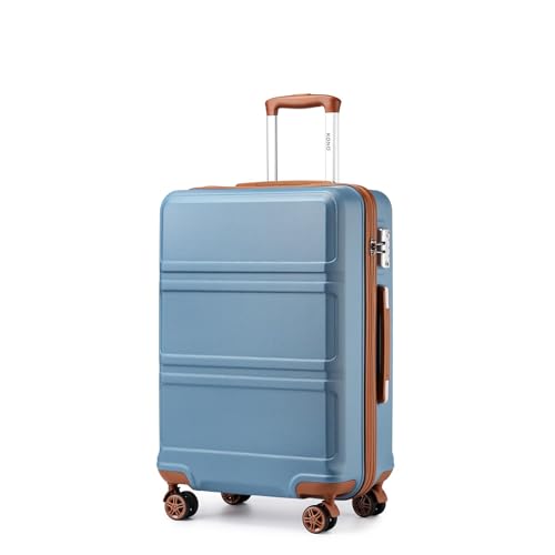 KONO Koffer Trolleys Handgepäck 55cm Leicht Hartschalenkoffer Reisekoffer mit 4 Rollen und TSA Schloss, 55x40x22cm, 39Liter, Zwillingsrollen Rollkoffer, ABS Hartschale (Graublau, M) von KONO