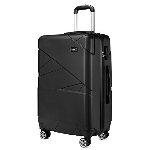 KONO Koffer Trolleys Reisekoffer 100% ABS Hartschalenkoffer 75 * 47 * 29cm Schwarz XL von KONO