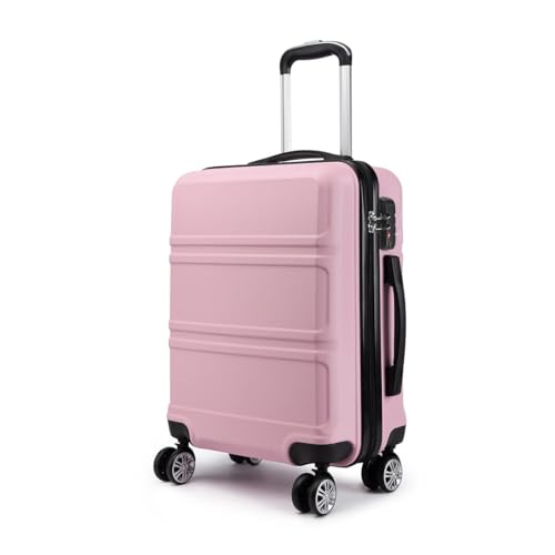 KONO Koffer Trolleys Set 3 Teilig Kofferset Leicht Hartschalen Gepäcksets, Zwillingsrollen ABS Reisekoffer mit TSA Schloss, Rollkoffer Set 55cm/65cm/74cm (Pink, M/L/XL) von KONO