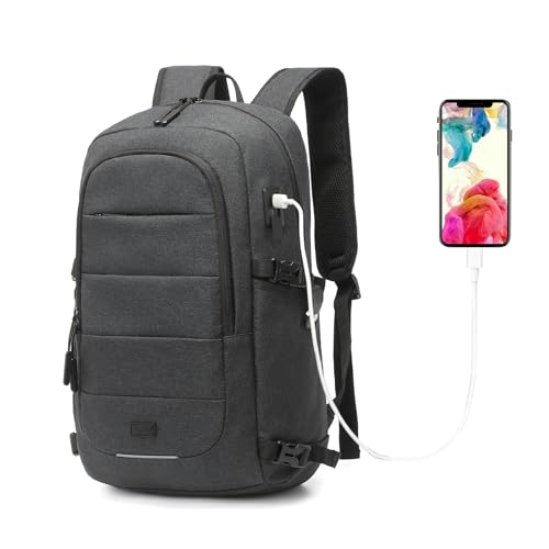 KONO Laptop-Rucksack Herren Anti-Diebstahl Laptoptasche 15,6 Zoll Schulrucksack Laptoptasche mit USB-Ladeanschluss Business Arbeit Reisen Rucksack Multifunktion Notebook Tasche Wasserdicht von KONO