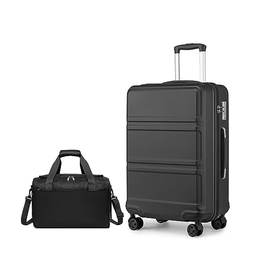 KONO Mittelgroß Reisekoffer Rollkoffer Set Gepäcksets 2 Teilig, 65cm Mittelgroß Trolley Koffer mit Ryanair Reisetasche 40x20x25cm, Schwarz KONO Mittelgroß Reisekoffer Rollkoffer Set Gepäcksets 2 Teilig, 65cm Mittelgroß Trolley Koffer mit Ryanair Reisetasche 40x20x25cm, Schwarz von KONO