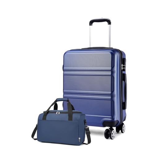 KONO Mittelgroß Reisekoffer Set Gepäcksets 2 Teilig, 65cm Mitte Trolley Koffer mit Ryanair Reisetasche 40x20x25cm (65CM Koffer mit Tasche, Schwarz) von KONO