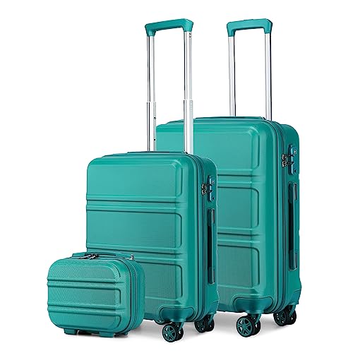 KONO Reisekoffer Set Gepäcksets 3 Teilig Kofferset, 55cm Handgepäck Koffer Boardcase und 74cm Groß Koffer mit Beautycase Kosmetikkoffe (55cm Kabinenkoffer+74cm Groß Koffer+Kosmetikkoffer, Türkis) KONO Reisekoffer Set Gepäcksets 3 Teilig Kofferset, 55cm Handgepäck Koffer Boardcase und 74cm Groß Koffer mit Beautycase Kosmetikkoffe (55cm Kabinenkoffer+74cm Groß Koffer+Kosmetikkoffer, Türkis) von KONO