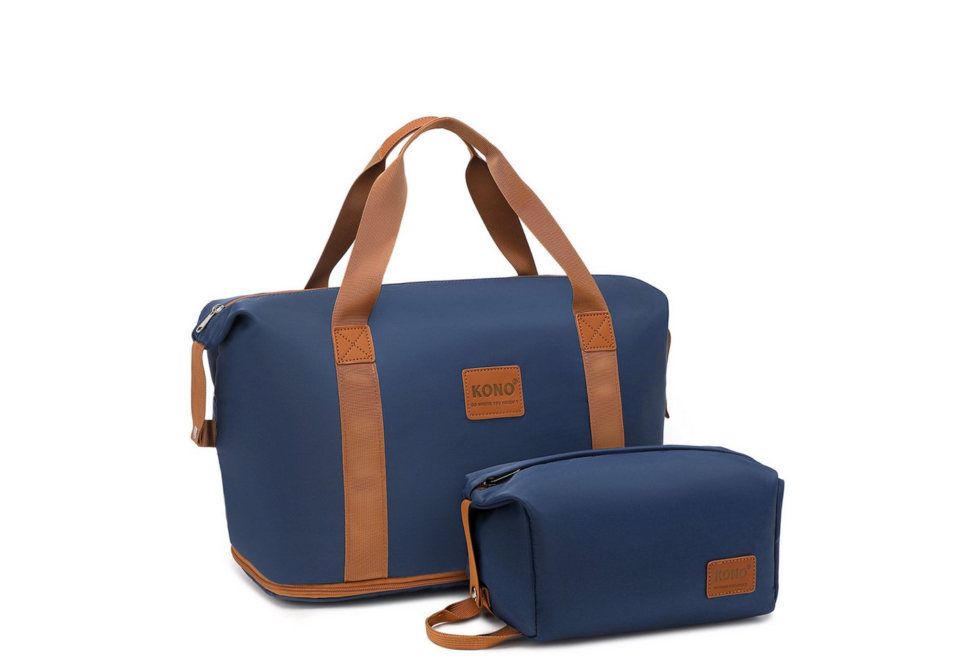 KONO Reisetasche Erweiterbare Reisetasche 36 L mit Kosmetiktasche, wasserabweisend KONO Reisetasche Erweiterbare Reisetasche 36 L mit Kosmetiktasche, wasserabweisend von KONO