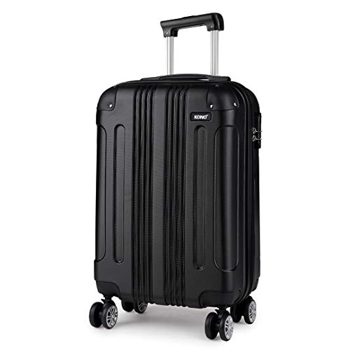 KONO Trolley Handgepäck Koffer 55x35x20cm Rollkoffer Reisekoffer mit 4 Rollen und Schloss (Schwarz) von KONO