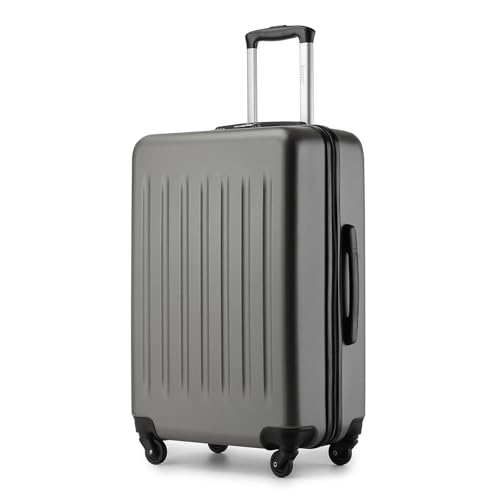 KONO Trolley Koffer ABS Hartschale Mittelgroß Reisekoffer 65cm Leicht Hartschalenkoffer mit 4 Spinner Rollen (L, Grau) von KONO