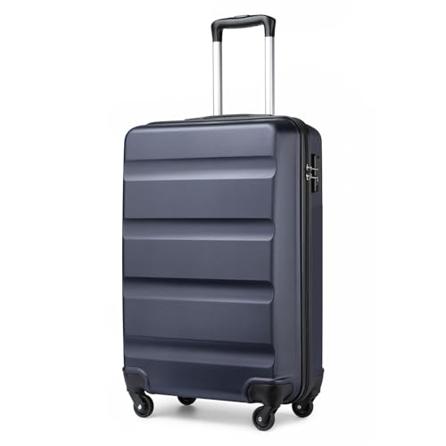 KONO Trolley Koffer Mittelgroß 4 Rollen Leicht Hartschalenkoffer Reisekoffer, ABS Hartschale, TSA Zahlenschloss, 66x45x26cm, 63 Liter, Blau von KONO