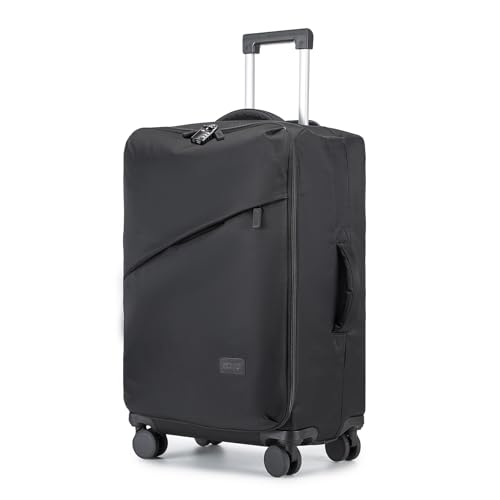 KONO Unisex Sport Trolley Weichgepäck Koffer Mittelgroß 42.5x27x64cm Leicht Check-in Gepäck mit TPE Doppelrädern TSA Schloss Teleskopgriff ideal für Reisen(L, Schwarz) von KONO